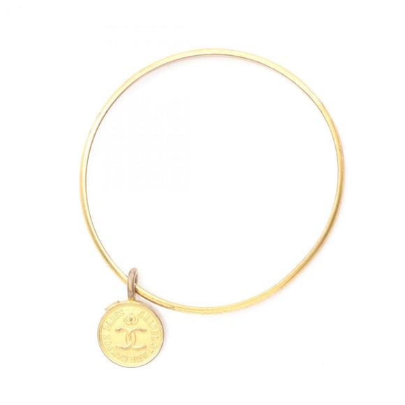 CHANEL Authentic Gold Logo Bracelet